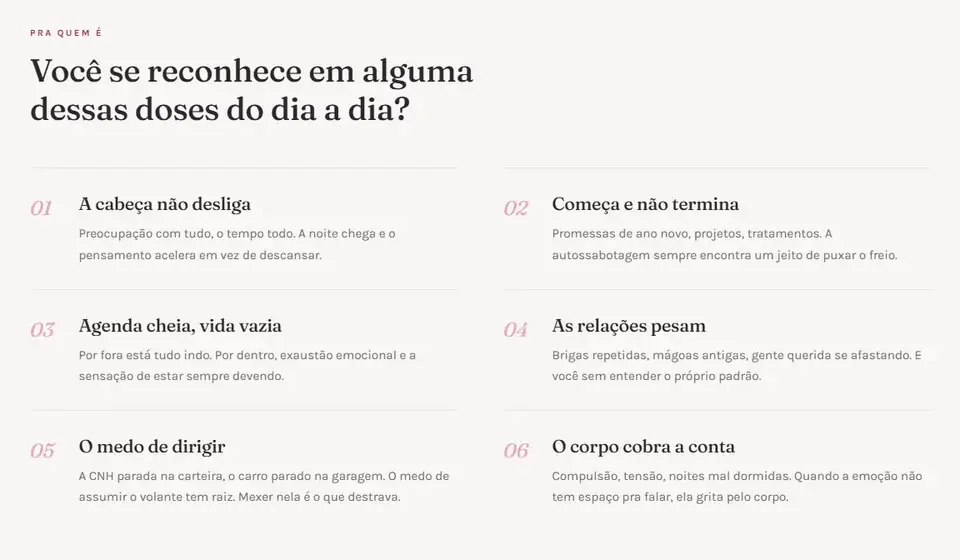 Trecho do site: seis situações do dia a dia para a pessoa se reconhecer