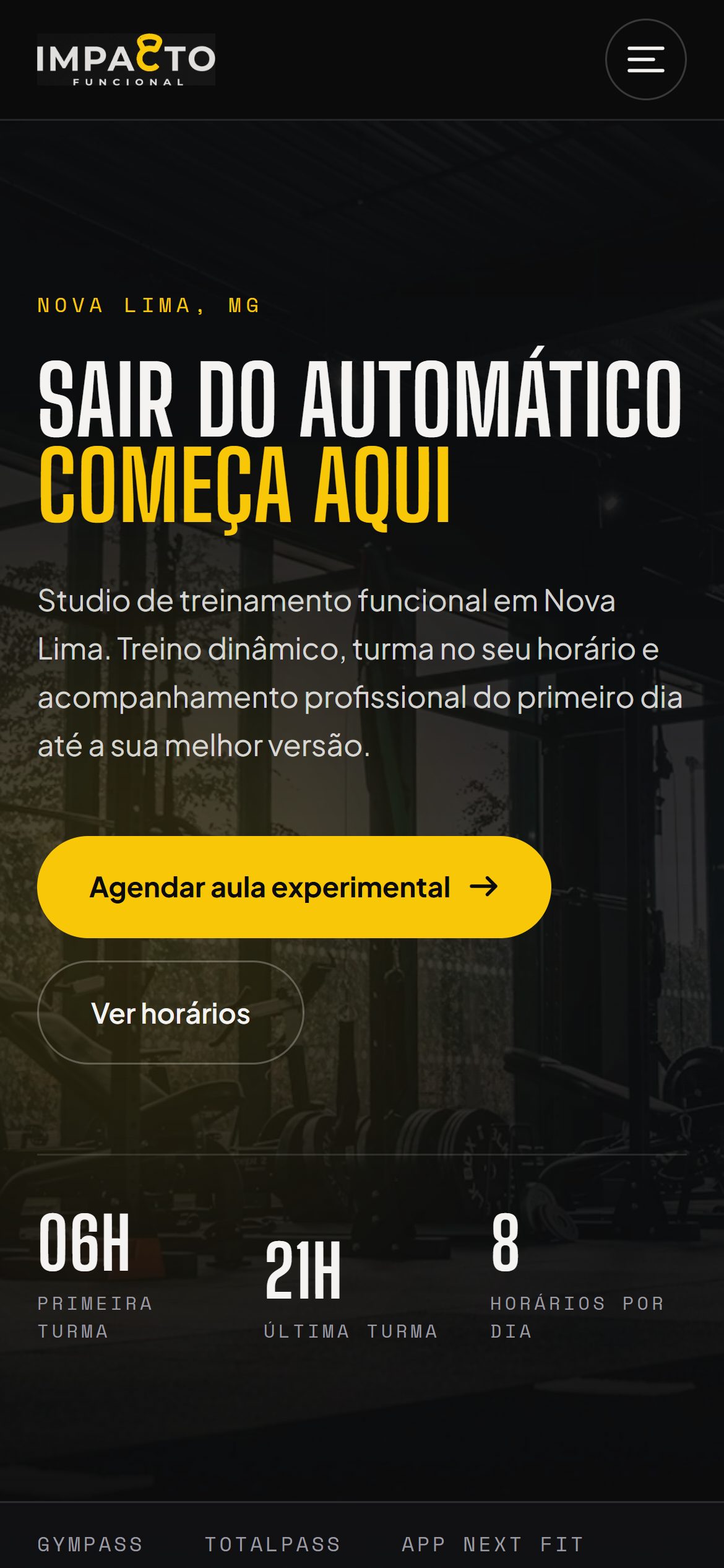 Site de Impacto Funcional aberto em um celular